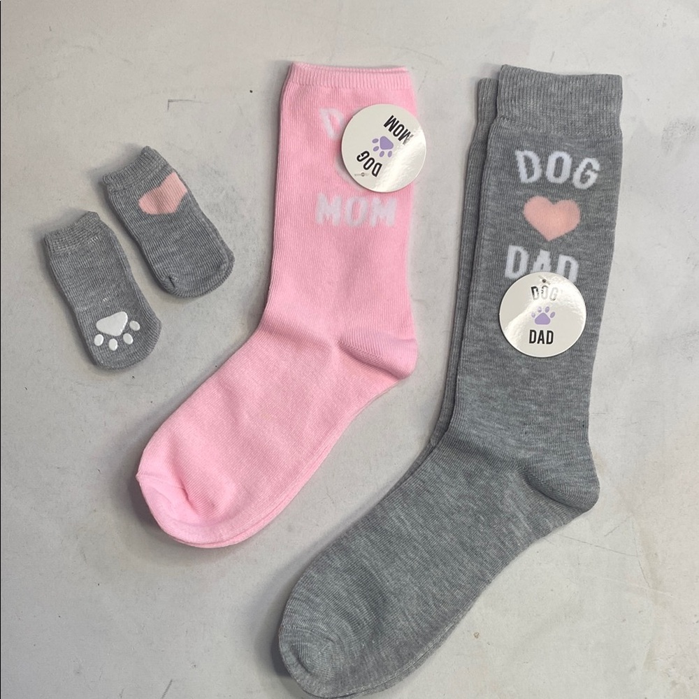 Chatties Pink and Gray Dog Socks Set for Pet Lovers